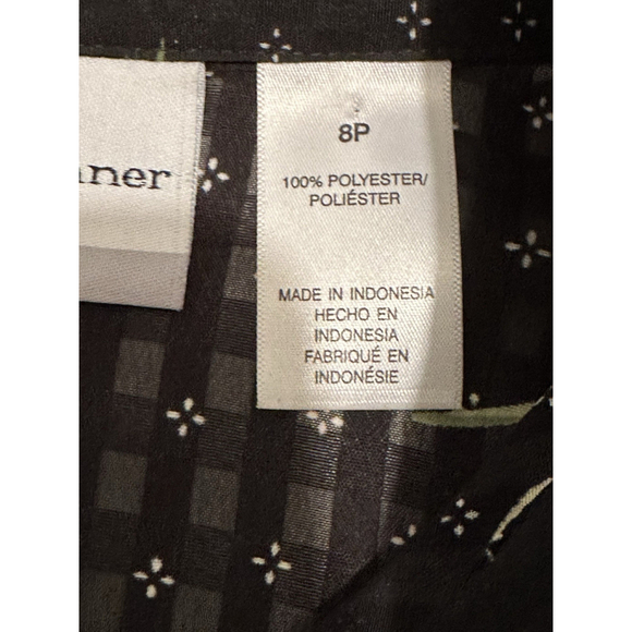 Alfred Dunner Floral Button Down Sheer Blouse Womens 8P Black Gold Long Sleeve - Picture 8 of 17